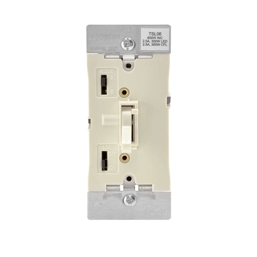 Leviton 600W Light Almond Toggle Slide Universal Dimmer Switch - Flockneti