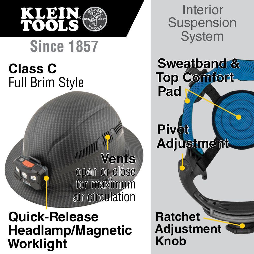 Klein Tools Hard Hat Class C with Lamp - Flockneti