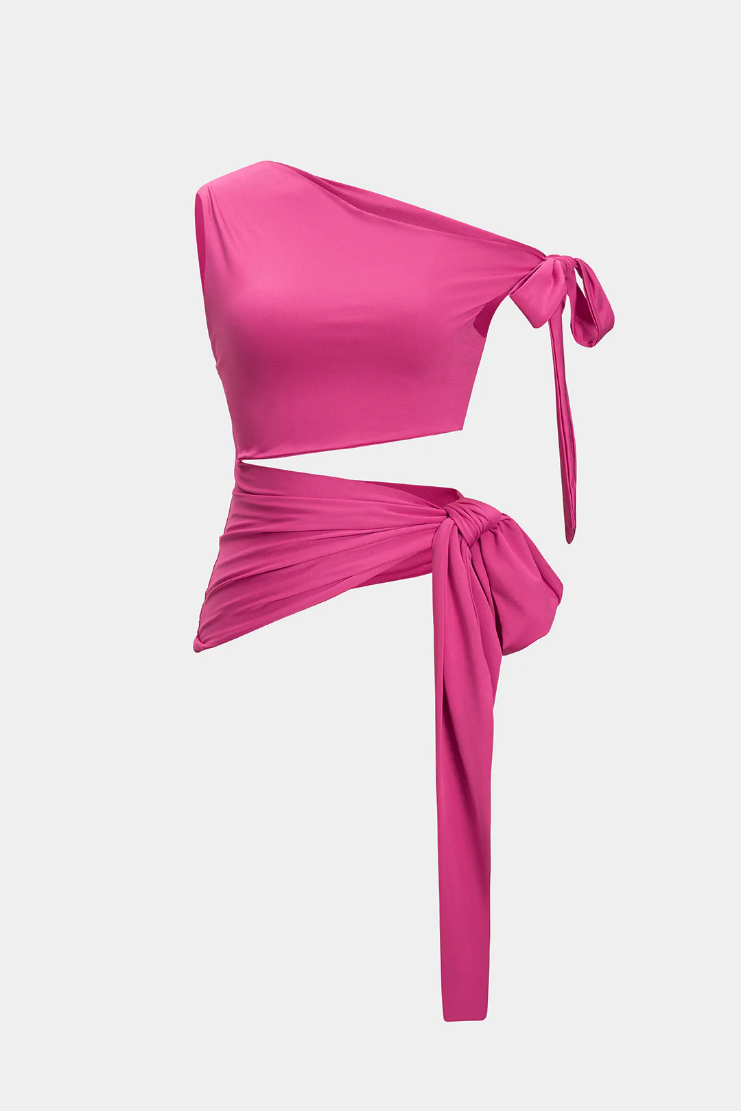 One Shoulder Cut Out Knotted Sleeveless T-Shirt - Flockneti