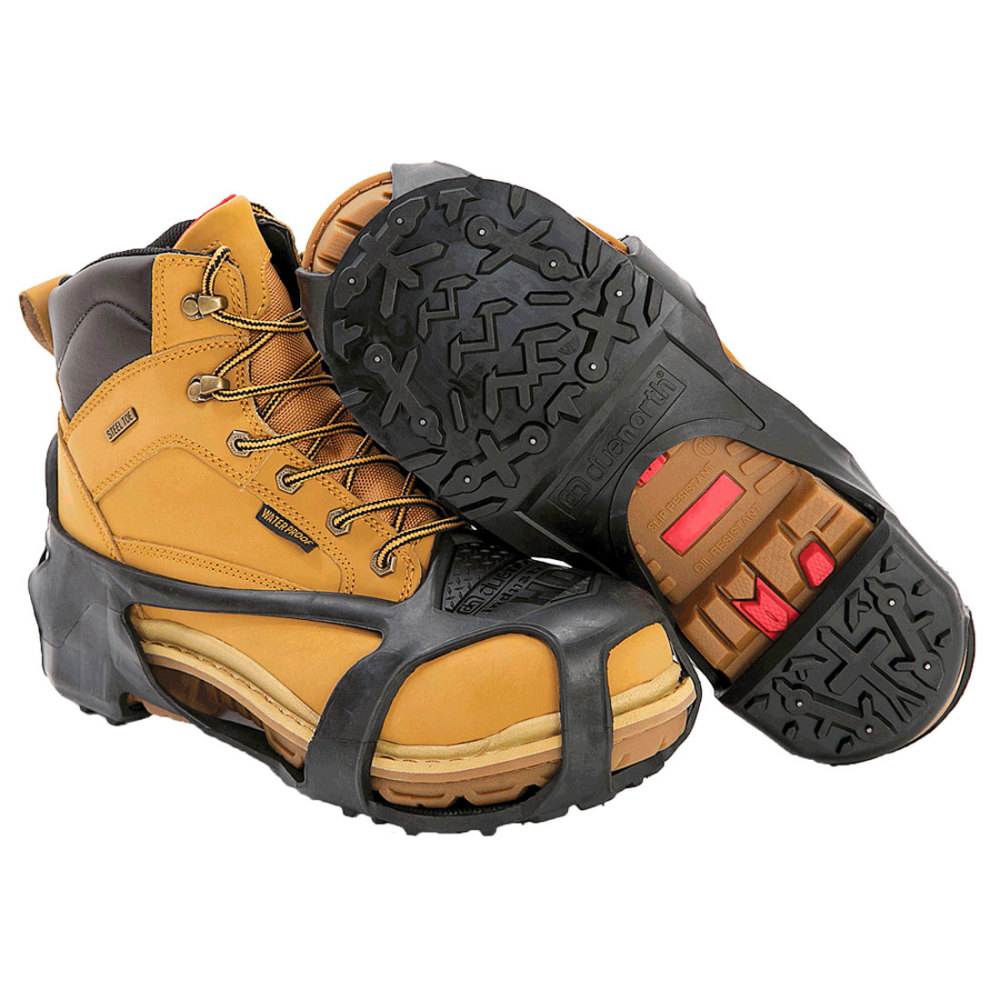 Due North Heavy Duty Industrial Over Shoe Slip Resistant Traction Footwear with Grip Carbide Spikes Integral Retention Strap Medium - Flockneti