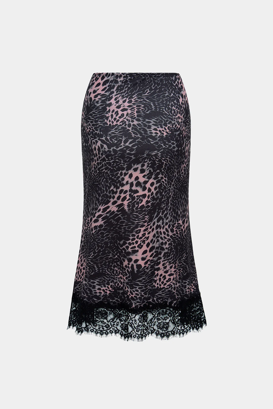 Leopard Print Mesh Patchwork Lace Trim Skirt - Flockneti