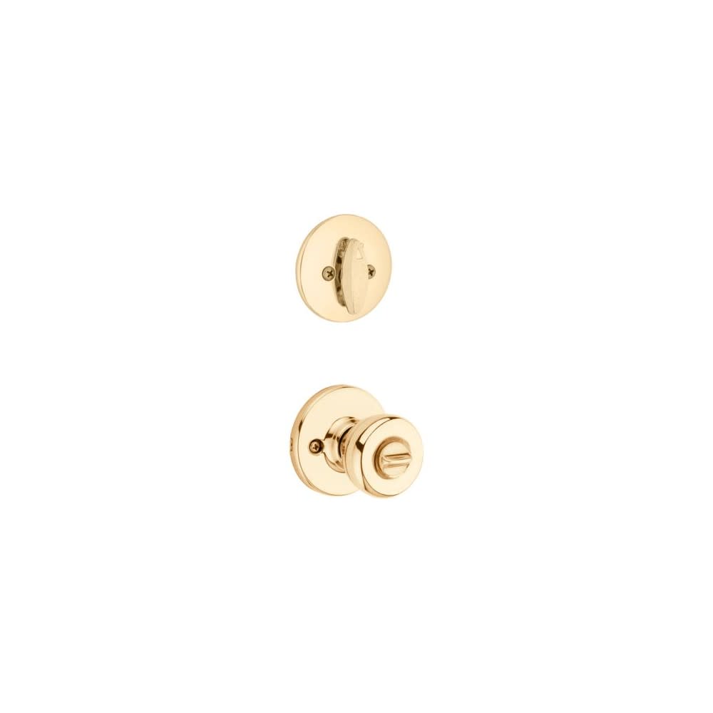 Kwikset Polished Brass Tylo Door Knob & Single Cylinder Deadbolt Set - Flockneti