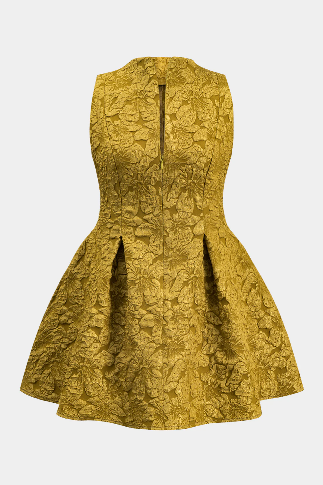 Plus Size Jacquard Ruched Zipper Sleeveless Mini Dress - Flockneti