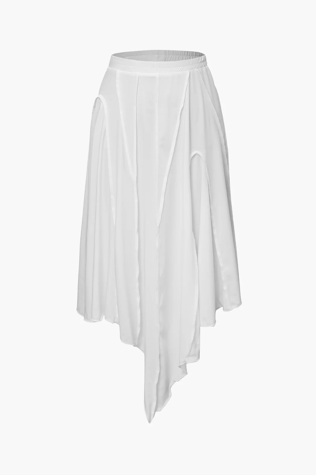 Solid Scallop Edge Asymmetrical Skirt - Flockneti