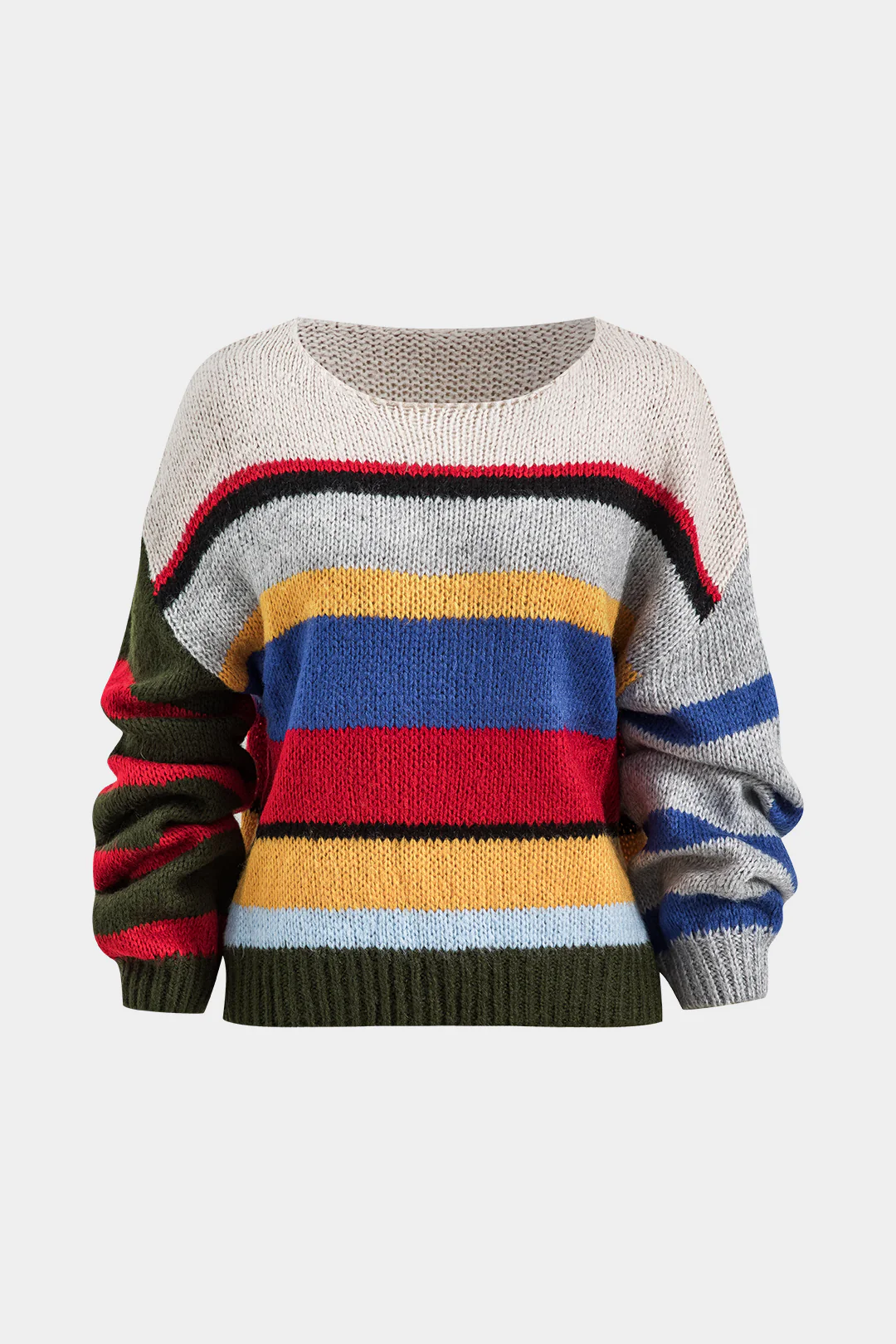 Basic Knit Color Block Long-Sleeve Top - Flockneti
