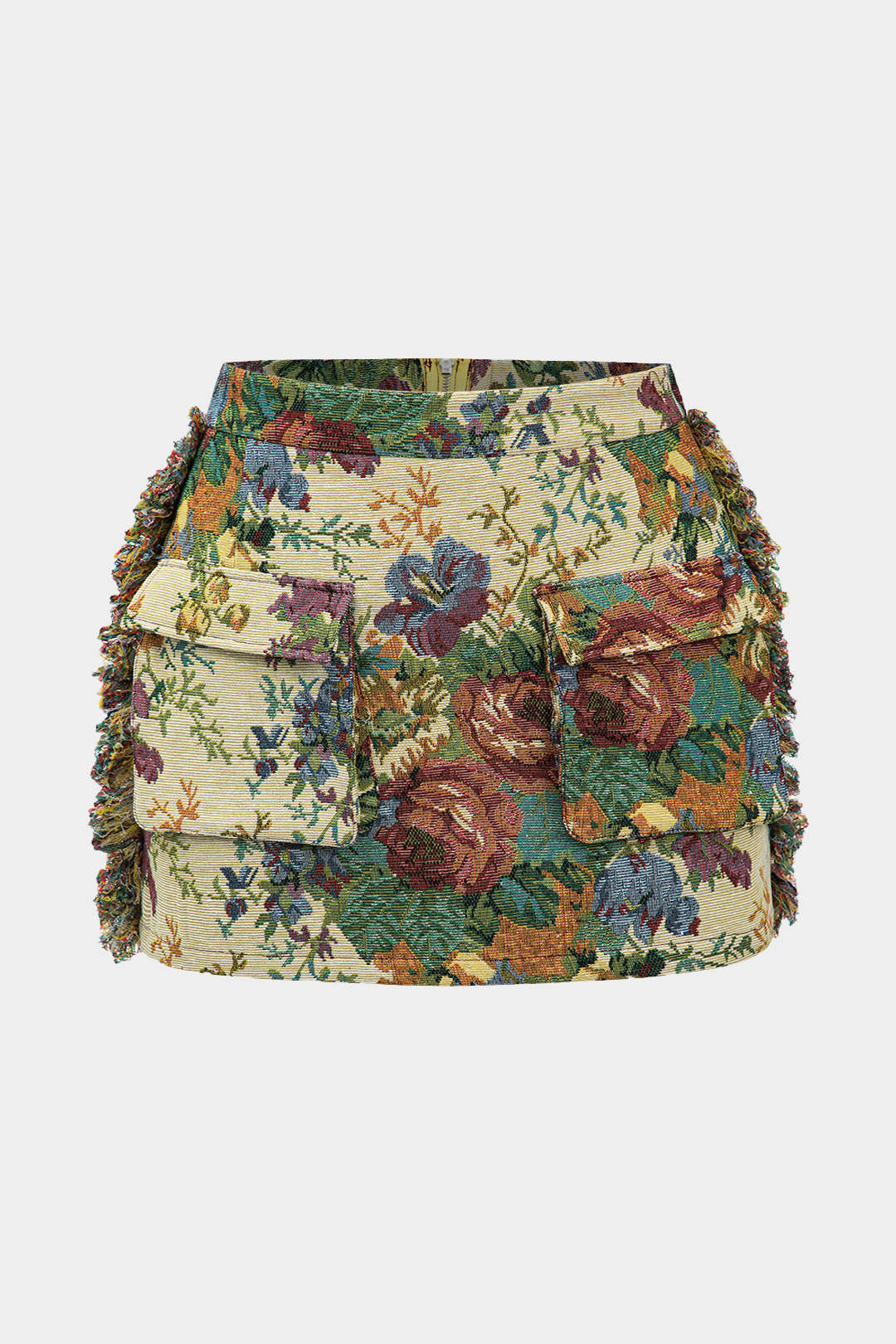 Plus Size Jacquard Frayed Pocket Skirt - Flockneti