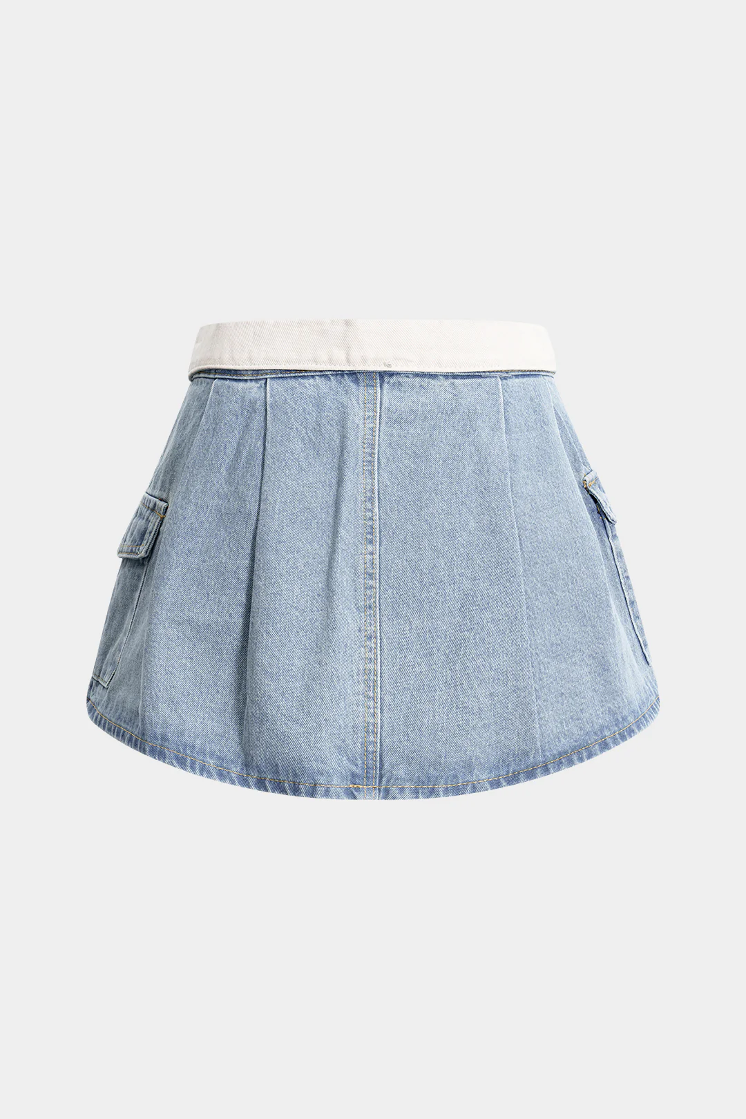 Denim Patchwork Pocket Skirt - Flockneti