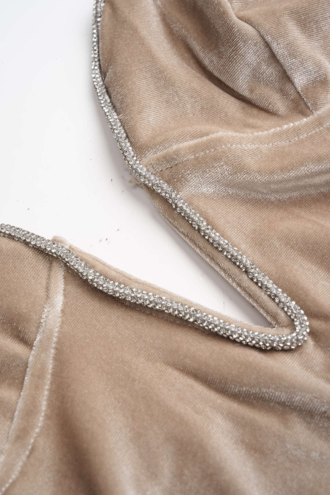 Velvet Halter V-Neck Rhinestone Decor Backless Sleeveless Mini Dress - Flockneti