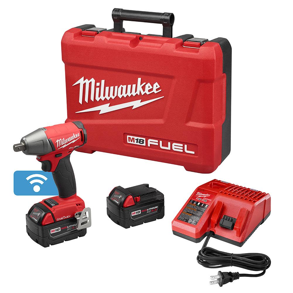 Milwaukee M18 FUEL 1/2 in. Compact Impact Wrench with Pin Detent with ONE-KEY Kit - Flockneti