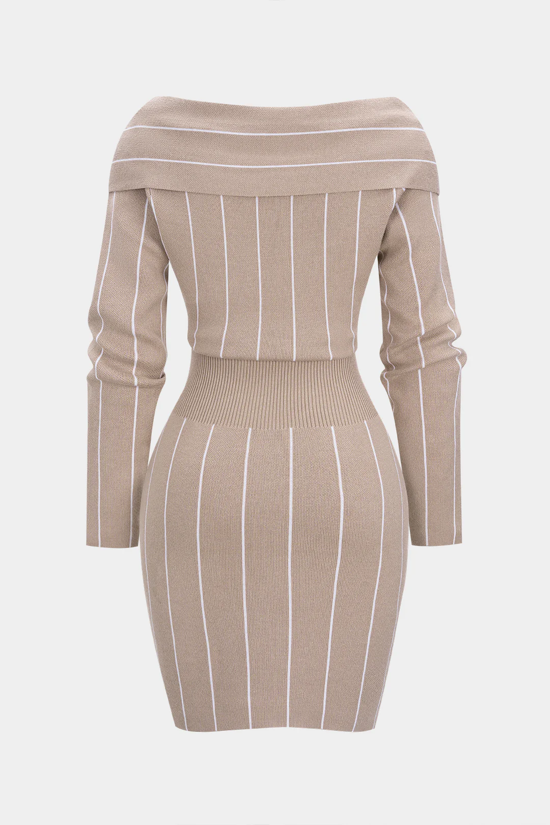 Knit Contrast Stripes Print Long Sleeve Dress - Flockneti