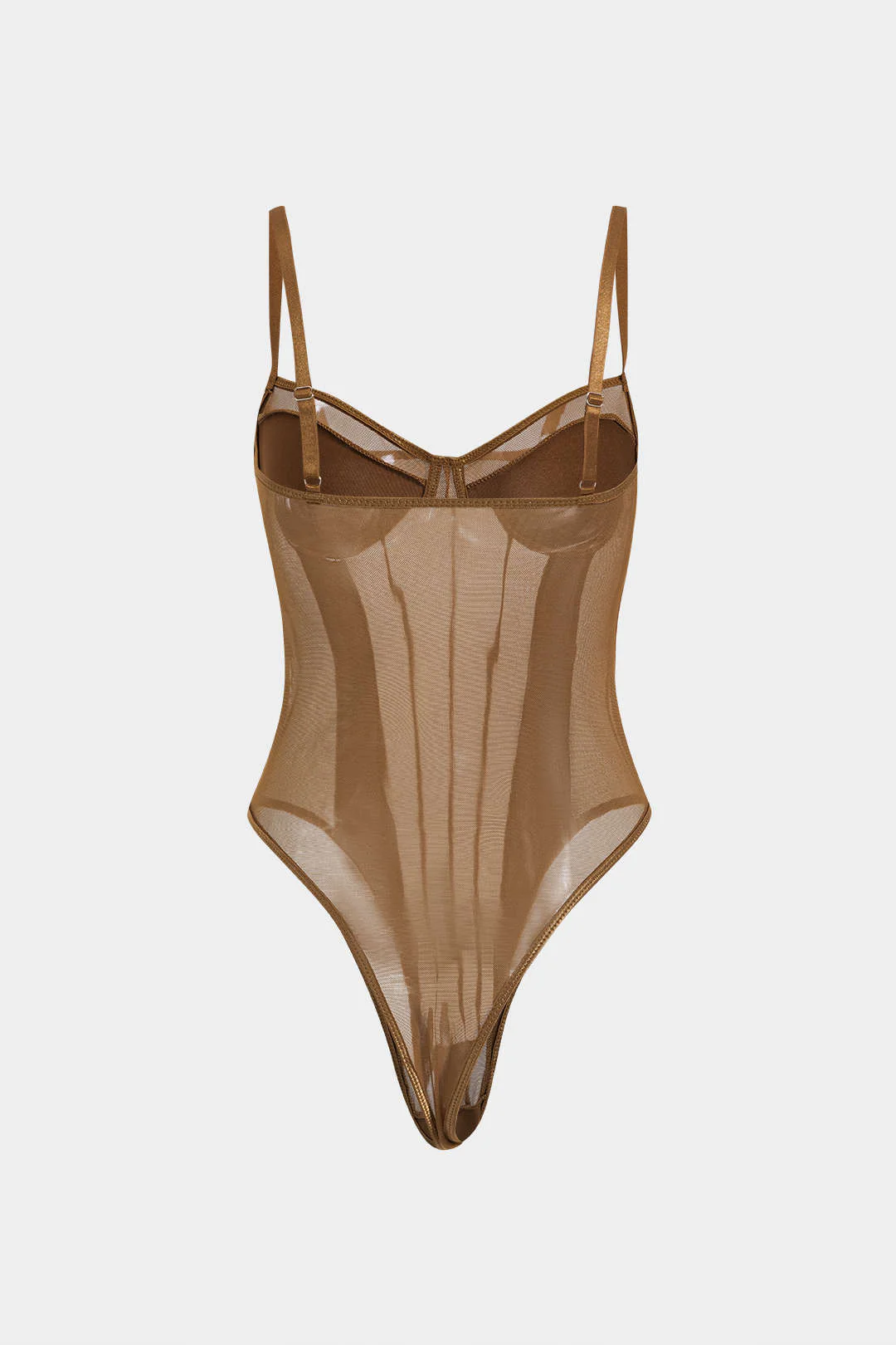 Mesh Backless Sheer Patchwork Corset Slip Bodysuit - Flockneti