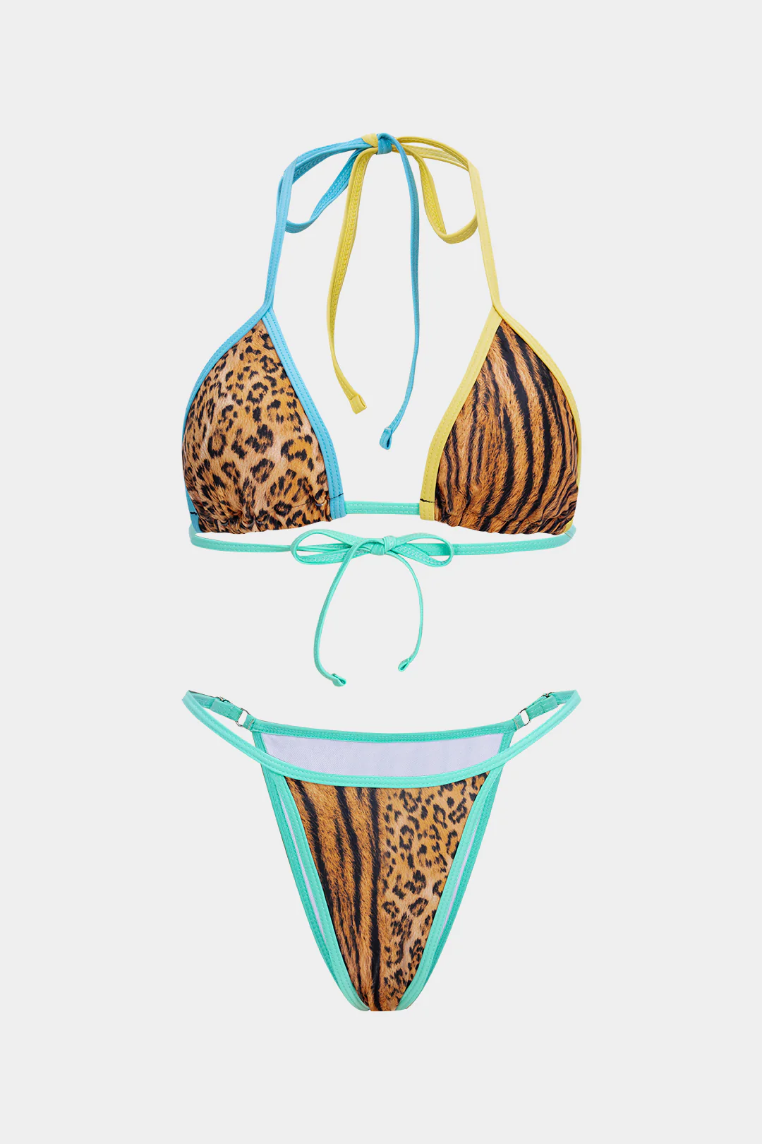 Leopard Print Leopard Tie-Up Split Bikini Set - Flockneti