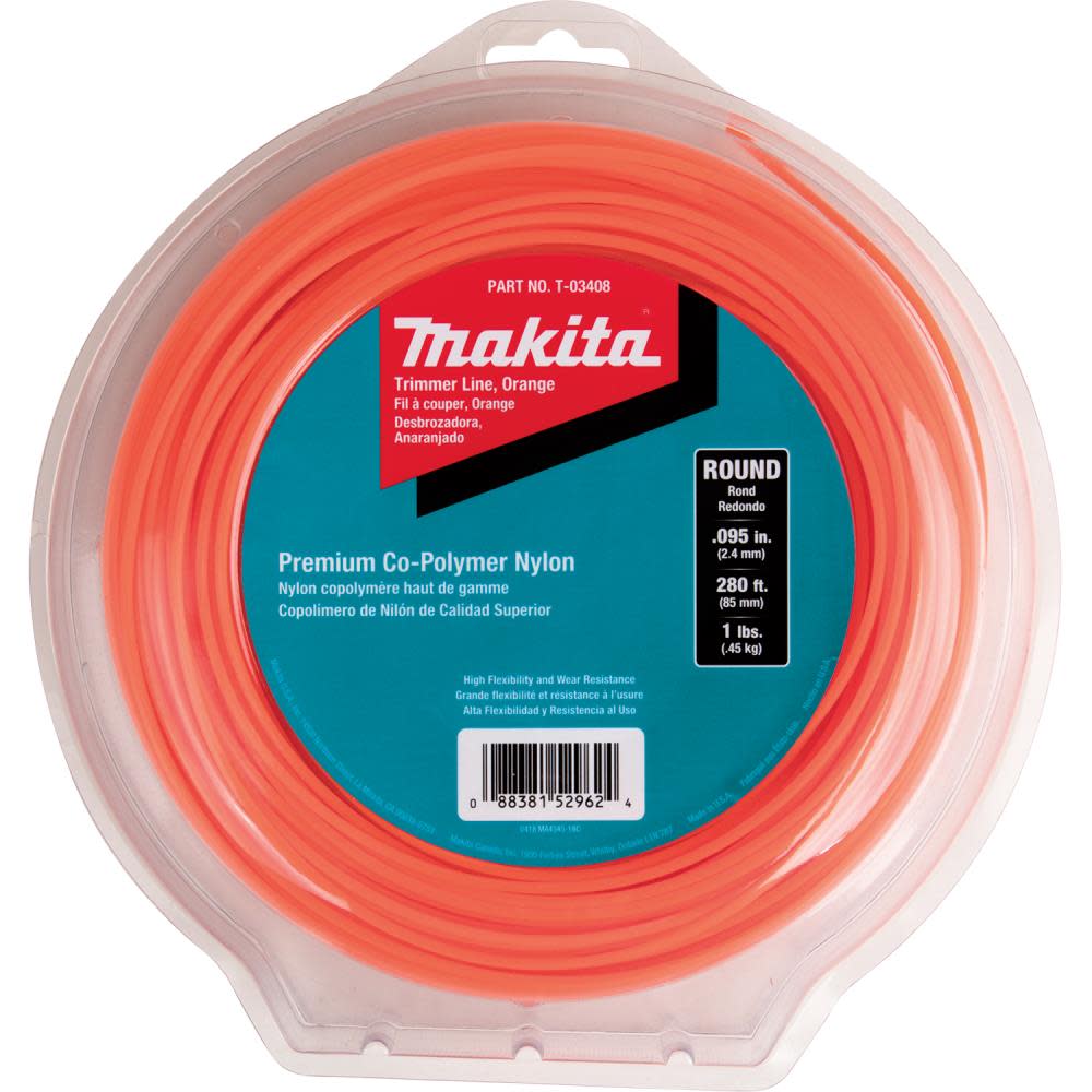 Makita Round Trimmer Line 0.095 Orange 280 1 lbs. - Flockneti