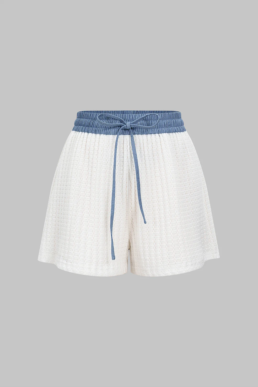 Tie Front Patchwork Shorts - Flockneti