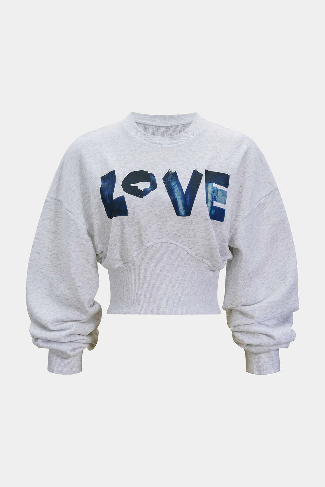 Letter Print  Round Neck Long Sleeve Sweatshirt - Flockneti