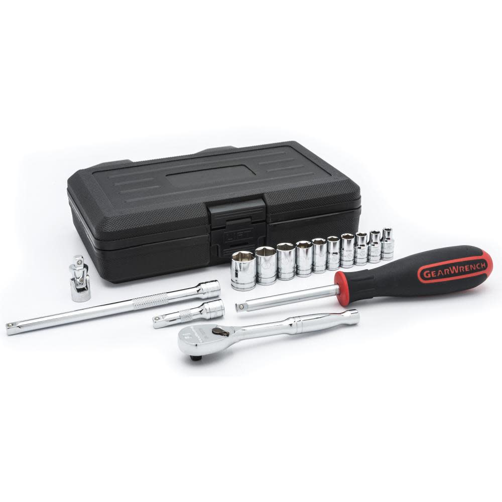 GEARWRENCH Socket Set 1/4 In. Drive 6 Point SAE 15 Pc. - Flockneti