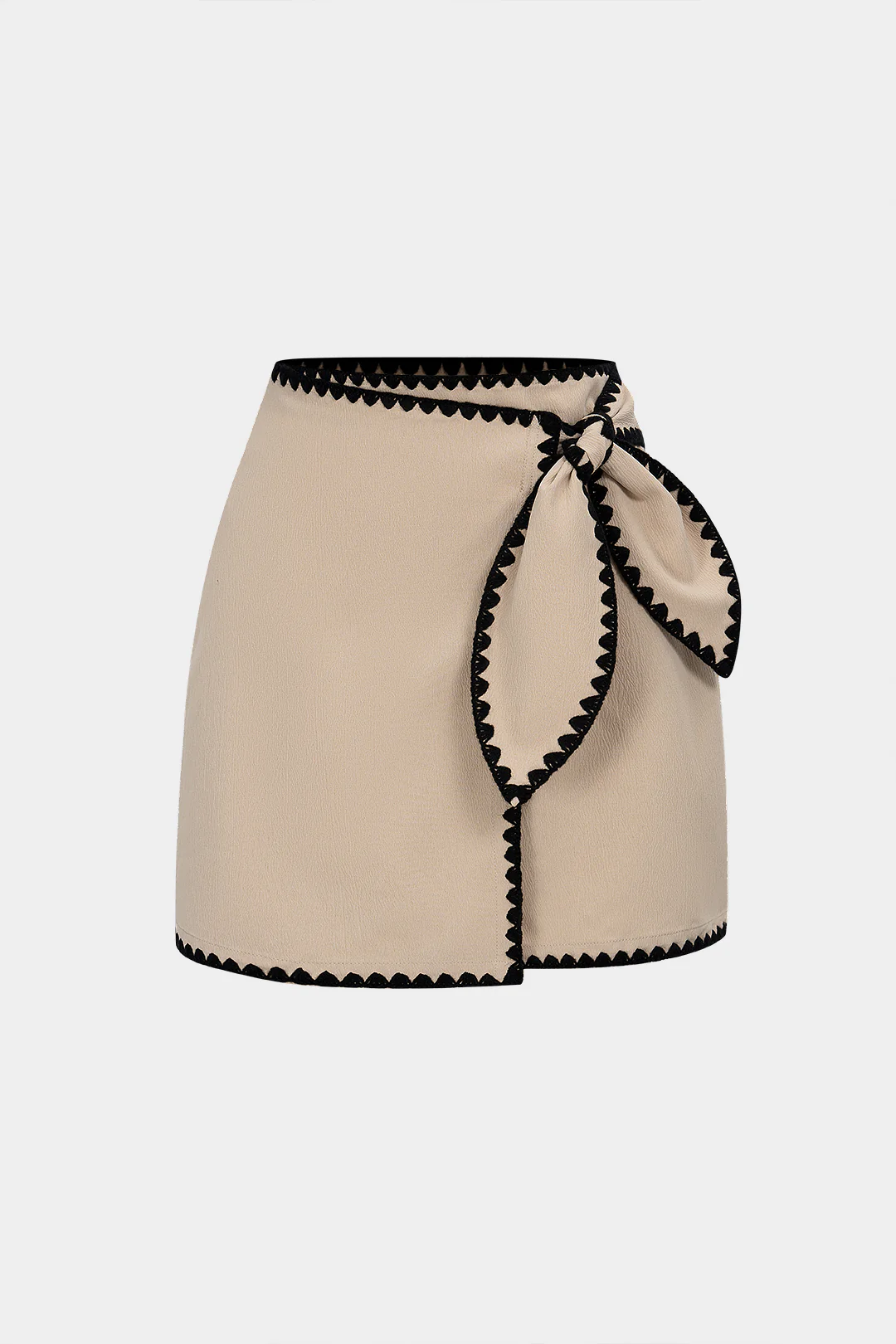 Contrast Binding Asymmetrical Knotted Skirt - Flockneti