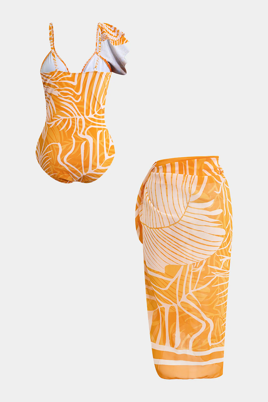 Chiffon Asymmetrical Ruched Tie Up Bikini Set - Flockneti