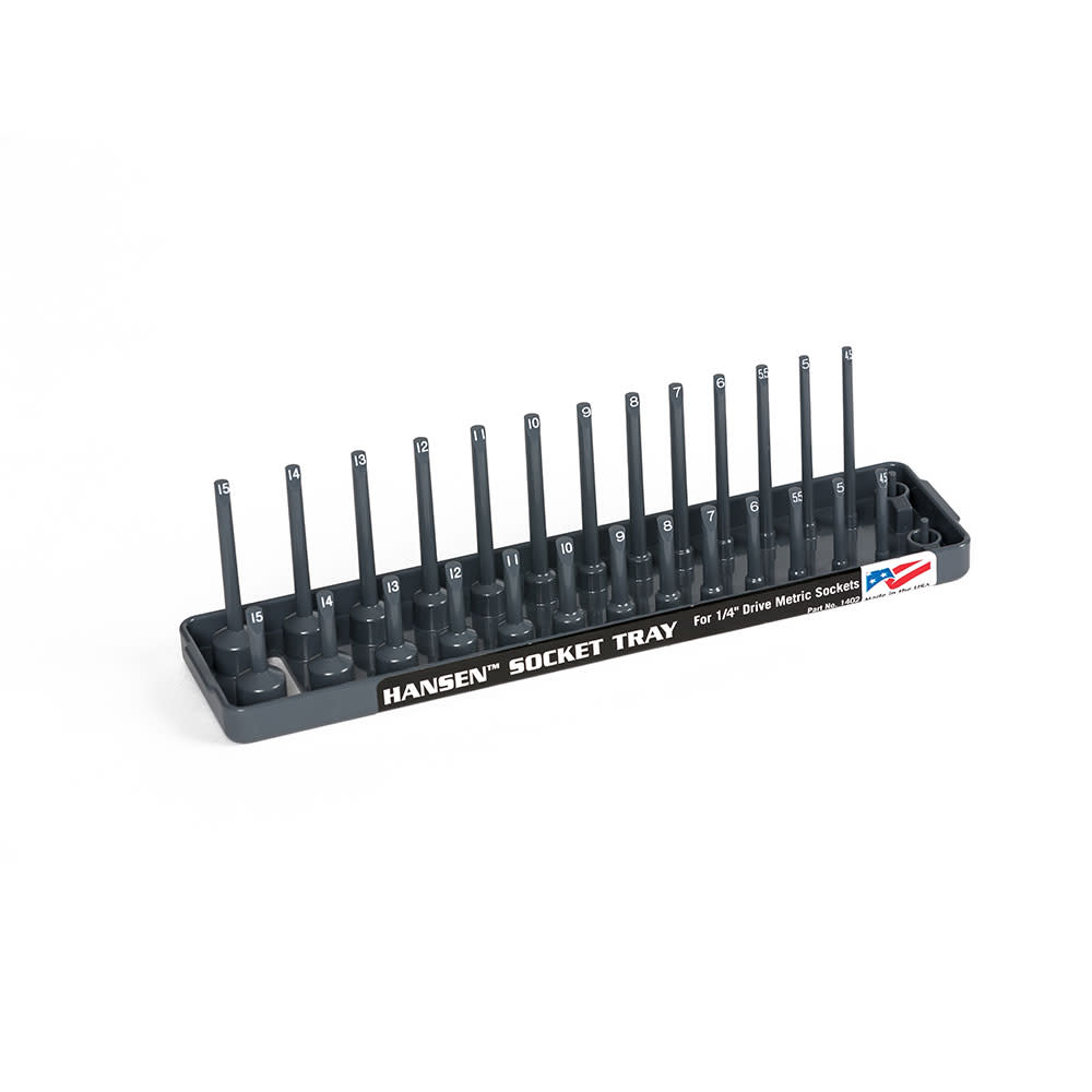 Hansen Global 2 Row Socket Tray 1/4″ Drive 28 Slot Metric Gray - Flockneti