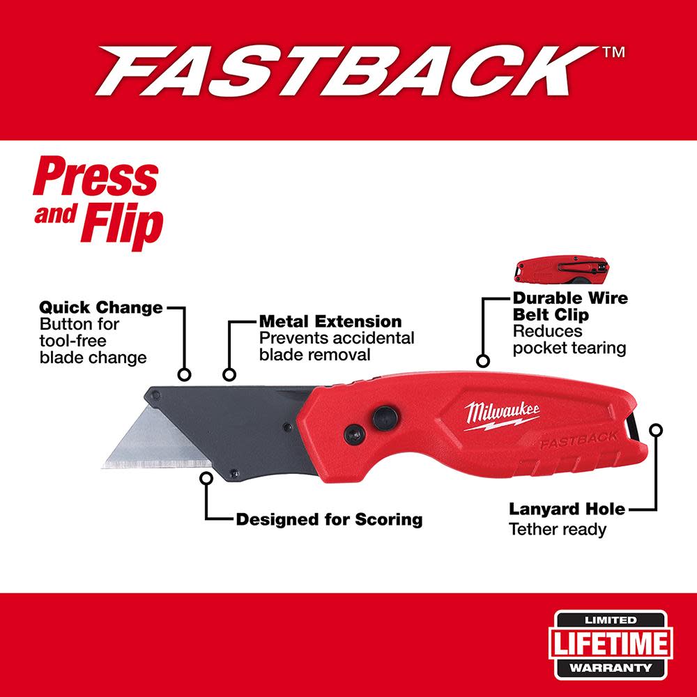 Milwaukee FASTBACK Compact Folding Utility Knife - Flockneti