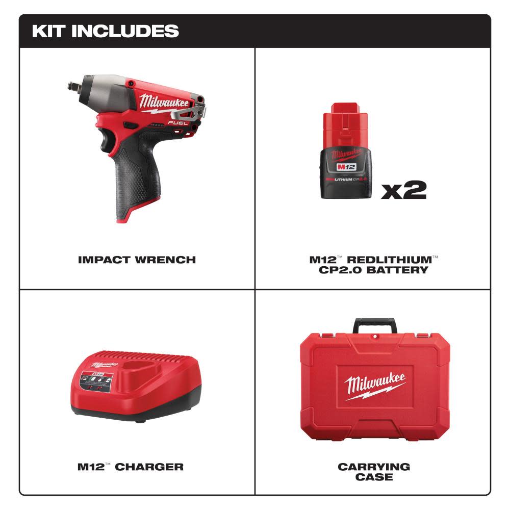 Milwaukee M12 FUEL 3/8 in. Impact Wrench Kit - Flockneti