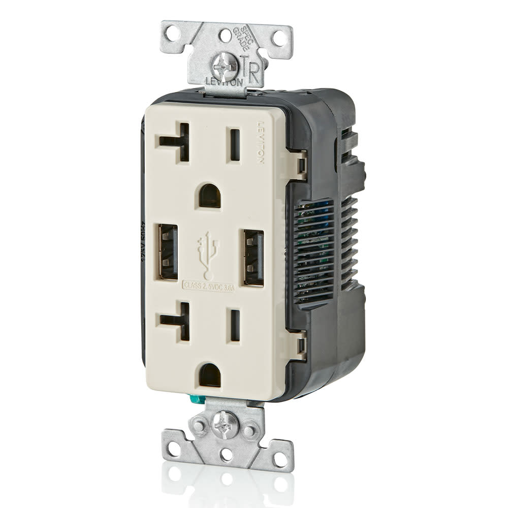 Leviton 20A 125V Light Almond Combination Duplex Receptacle/Outlet - Flockneti