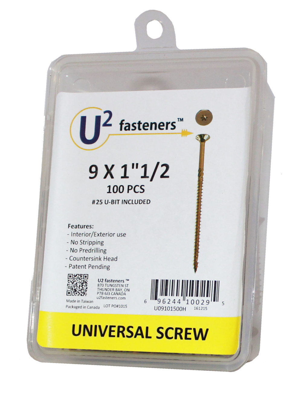 U2 Fasteners Universal Screw #9 X 1 1/2″ 100pk - Flockneti