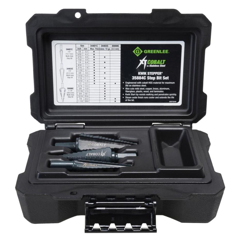Greenlee XT Cobalt Step Drill Bit Kit #1 #3 & #8 - Flockneti