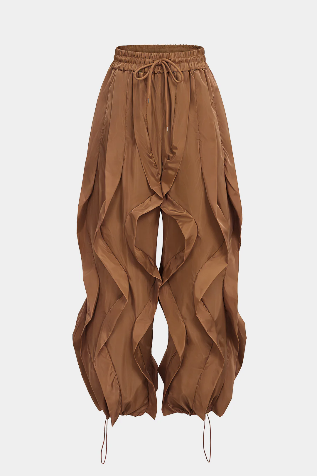 Drawstring Ruffle Detail Wide Leg Pants - Flockneti