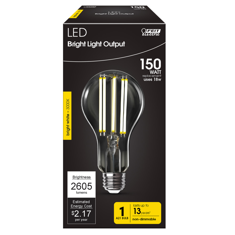 Feit Electric 150W A21 3000K Filament LED Light Bulb 1pk - Flockneti