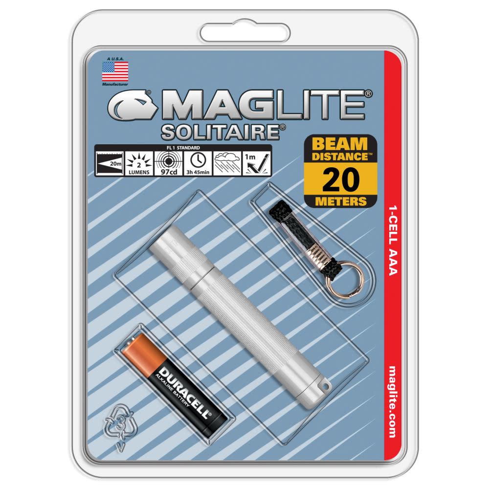 Maglite Solitaire Incandescent 1-Cell AAA Silver Flashlight - Flockneti