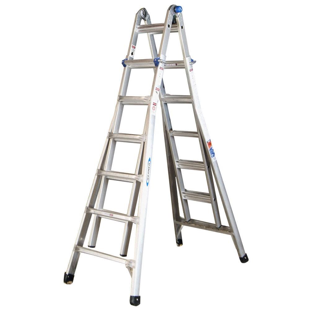 Werner 26-ft Aluminum 300-lb Telescoping Type IA Multi-Position Ladder - Flockneti