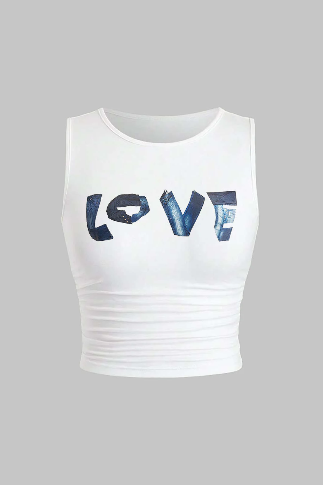Plus Size Letter Print Ruched Tank Top - Flockneti