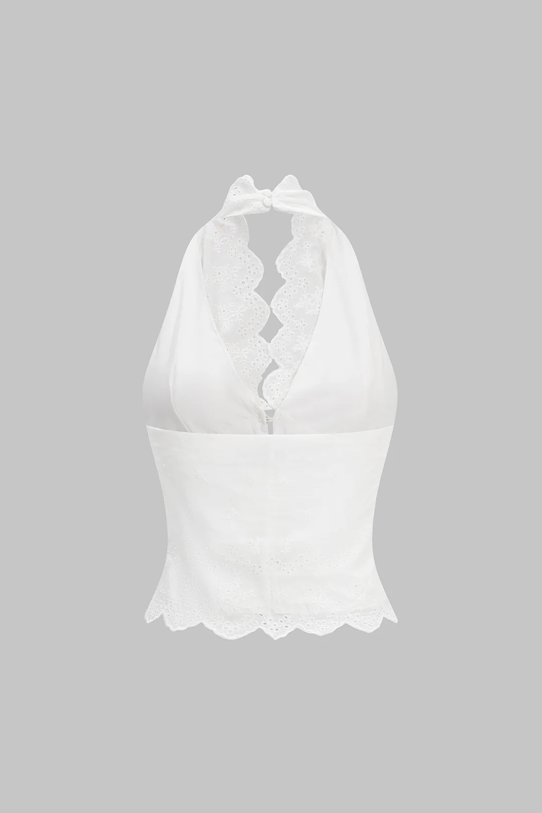 Halter Neck Button Backless Tank Top - Flockneti