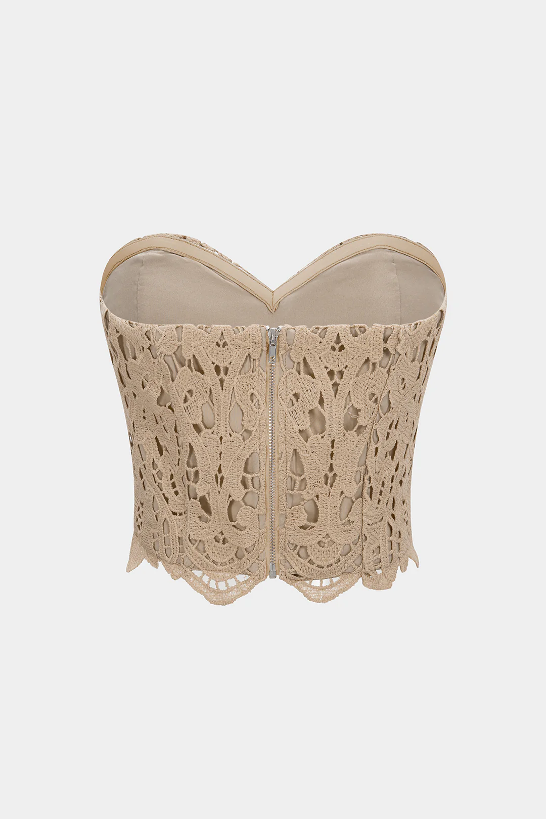 Jacquard Patchwork Corset Zipper Tube Top - Flockneti
