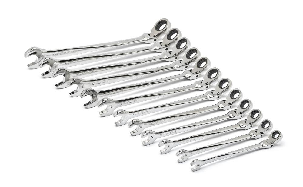 GEARWRENCH Flex Combination Ratcheting Wrench Set 12 Pc. XL X-Beam Metric - Flockneti
