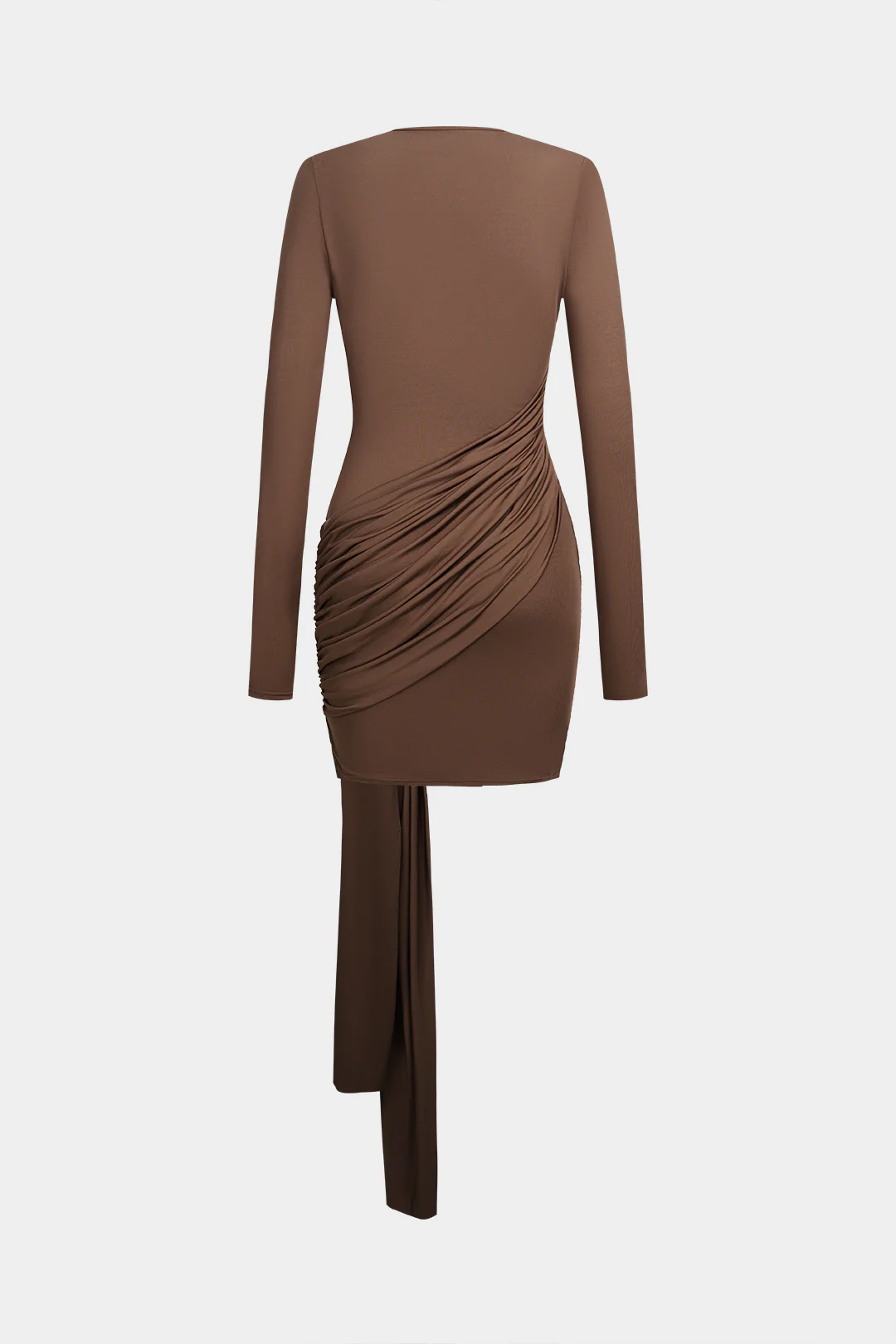 Ruched Tie-Up Long Sleeve Mini Dress - Flockneti