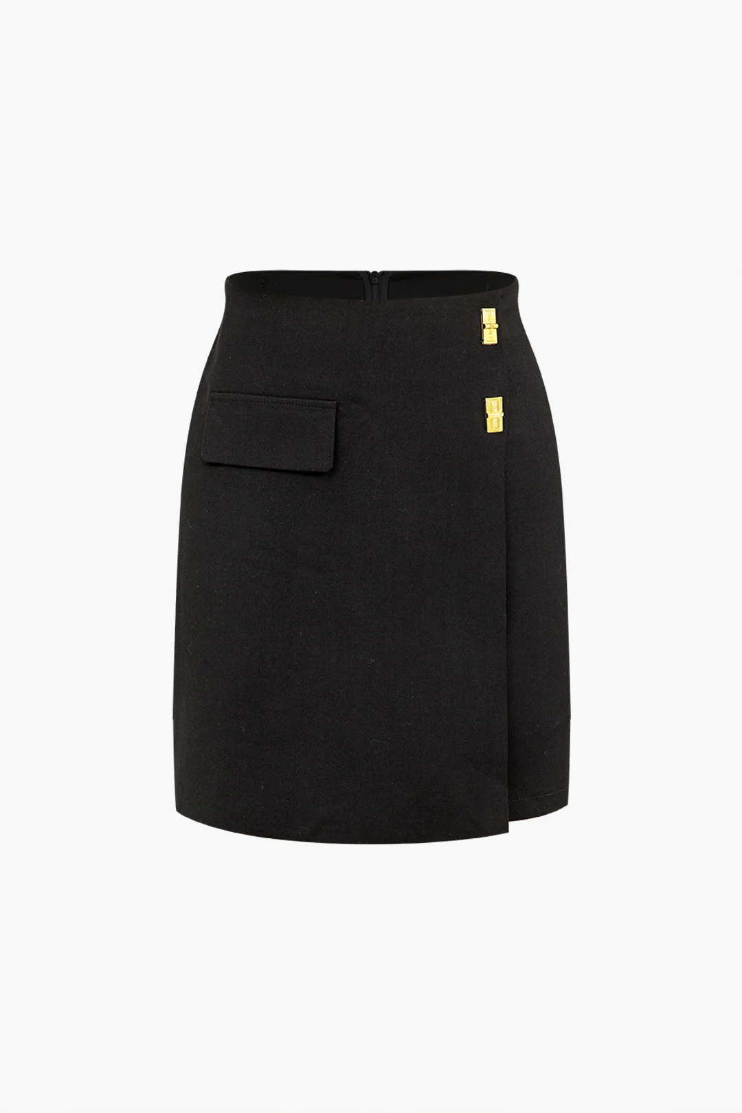 Metallic Decor Asymmetrical High Waist Skirt - Flockneti
