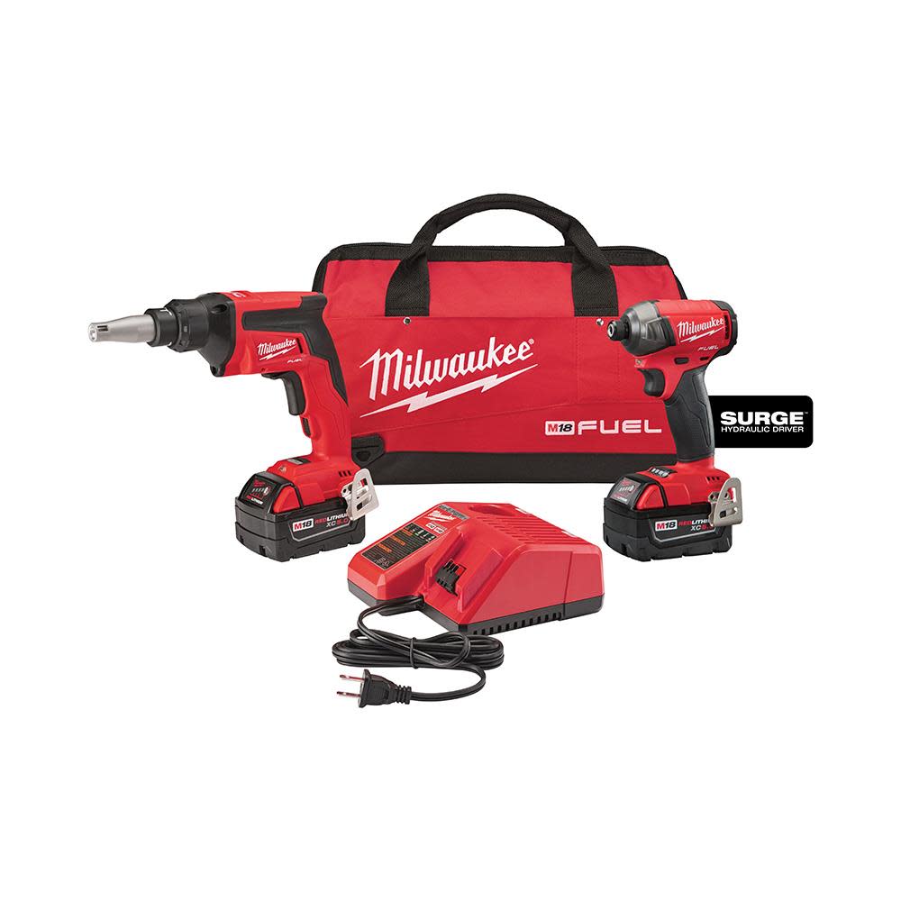 Milwaukee M18 FUEL 2-Tool Combo Kit (FUEL Drywall Gun/SURGE Hydraulic Driver) - Flockneti
