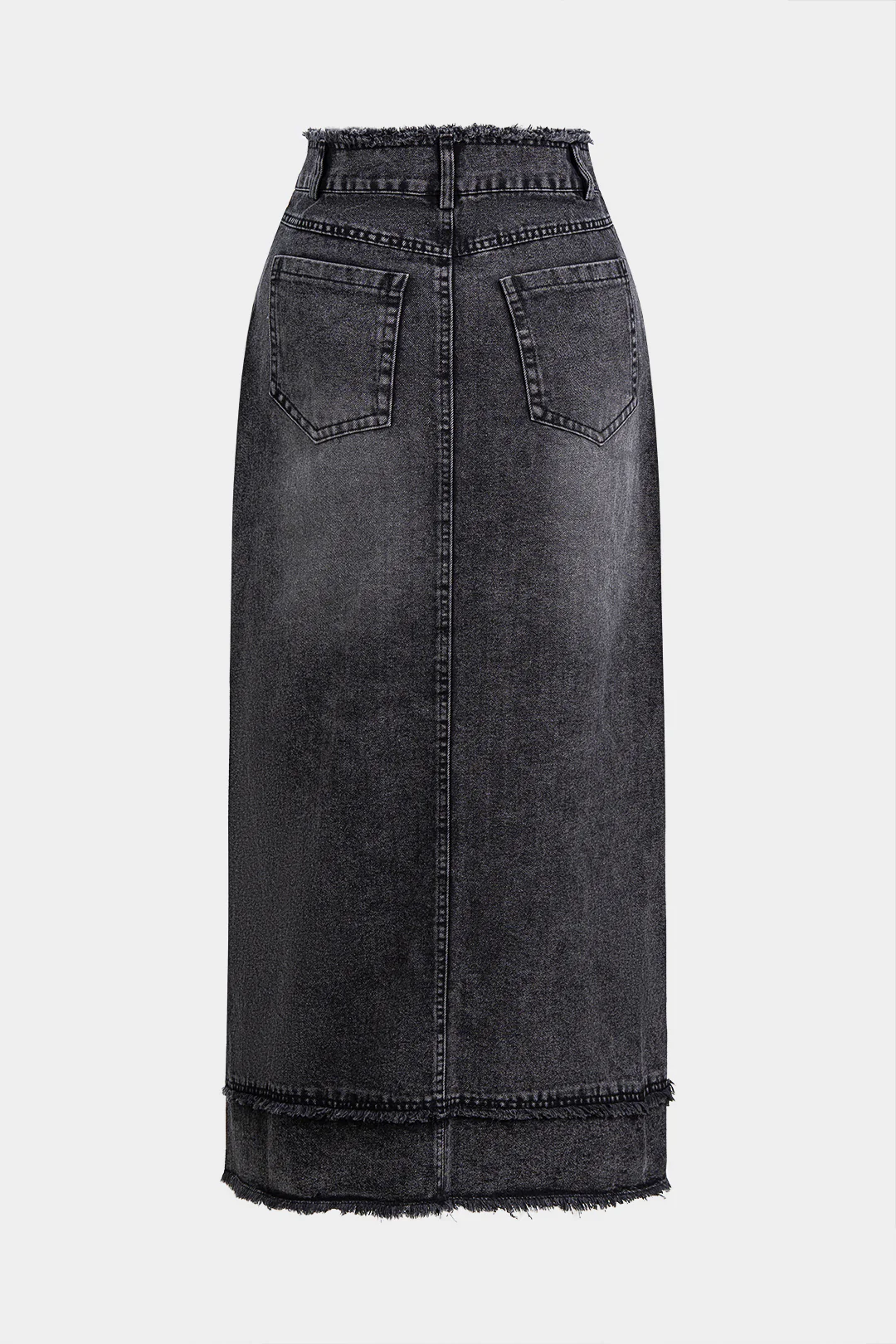 Denim Rhinestone Frayed Skirt - Flockneti