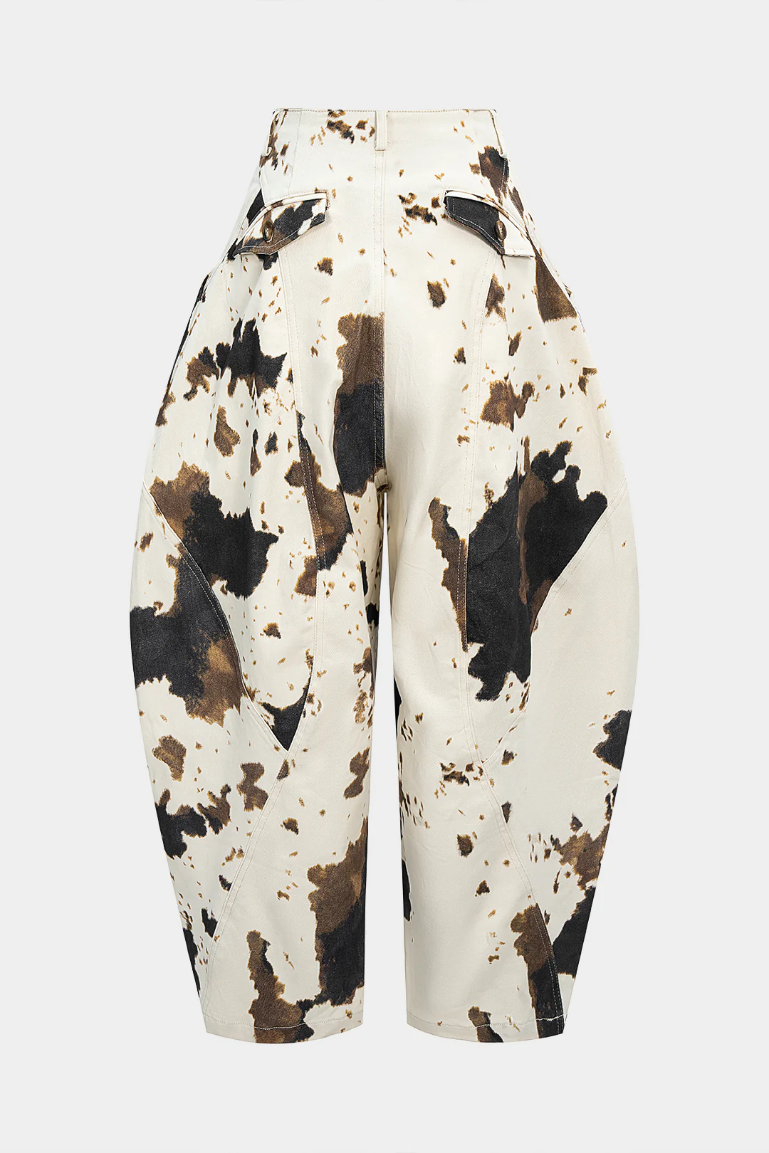 Denim Abstract Splatter Print Wide Leg Jeans - Flockneti