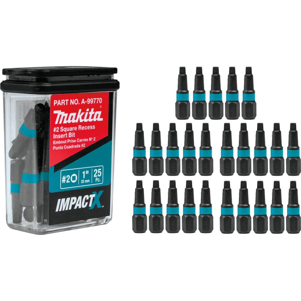 Makita Impact X #2 Square Recess 1 Insert Bit 25/pk - Flockneti
