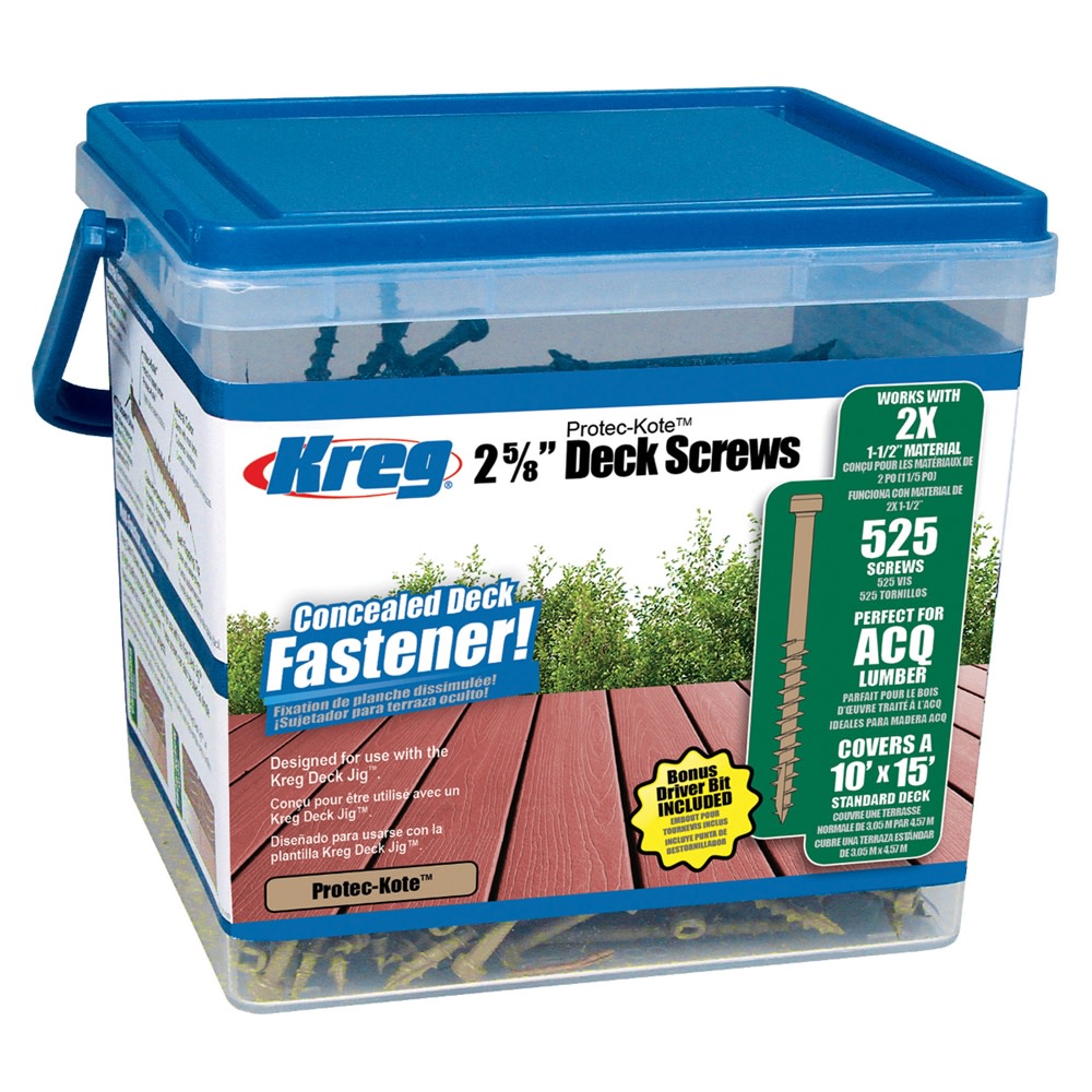 Kreg Protec-Kote Deck Screw – 2-5/8″ #8 Coarse Pan Head 525ct. - Flockneti