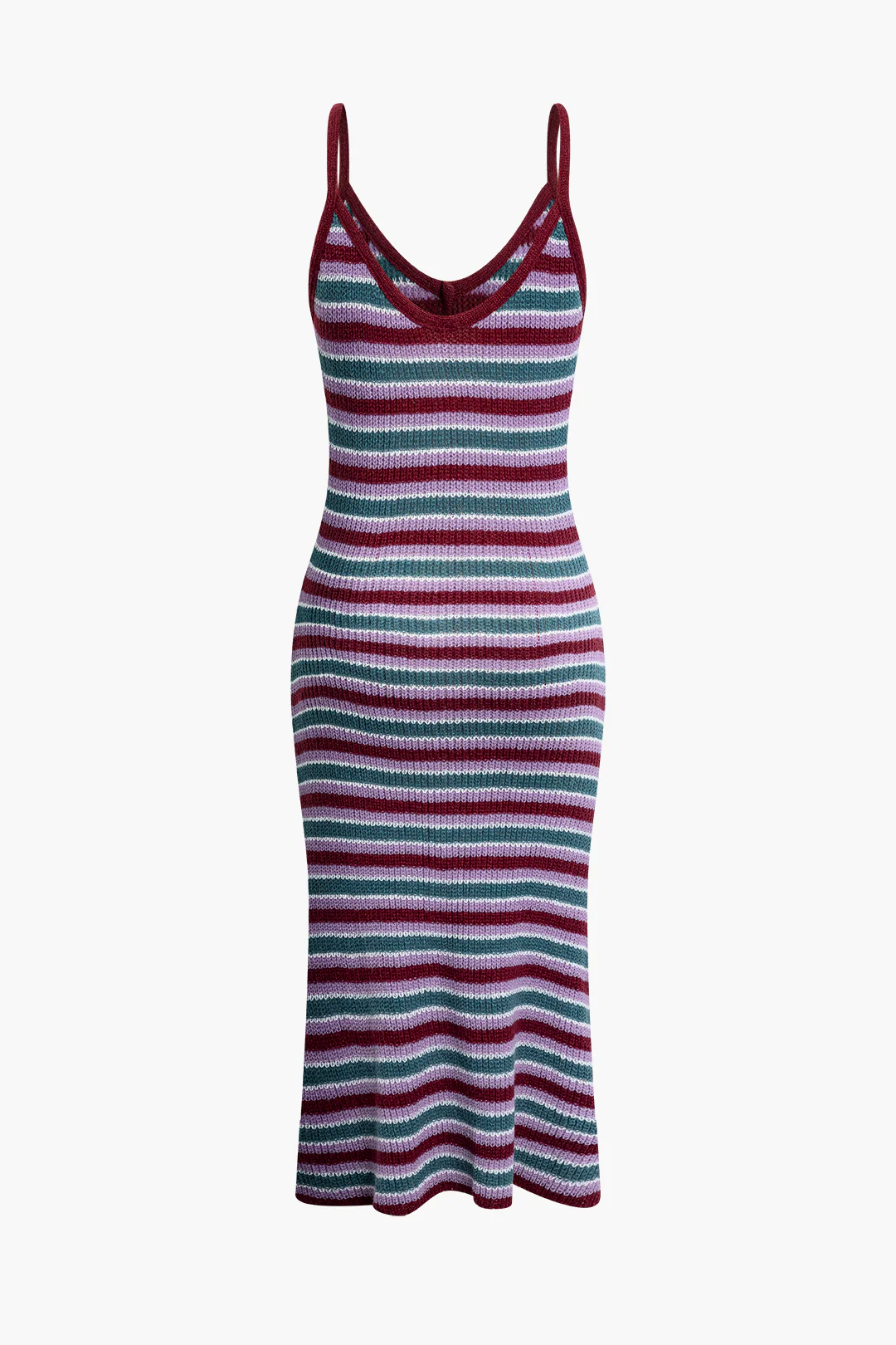 Knit V-Neck Contrast Sleeveless Dress - Flockneti