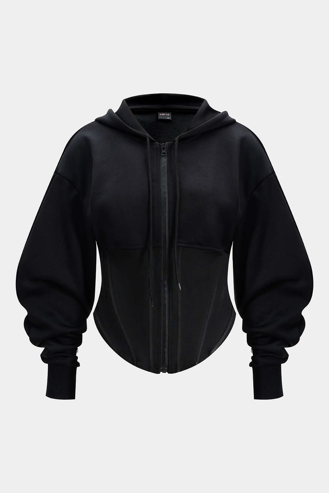 Plus Size Corset Drawstring Zipper Hoodie - Flockneti