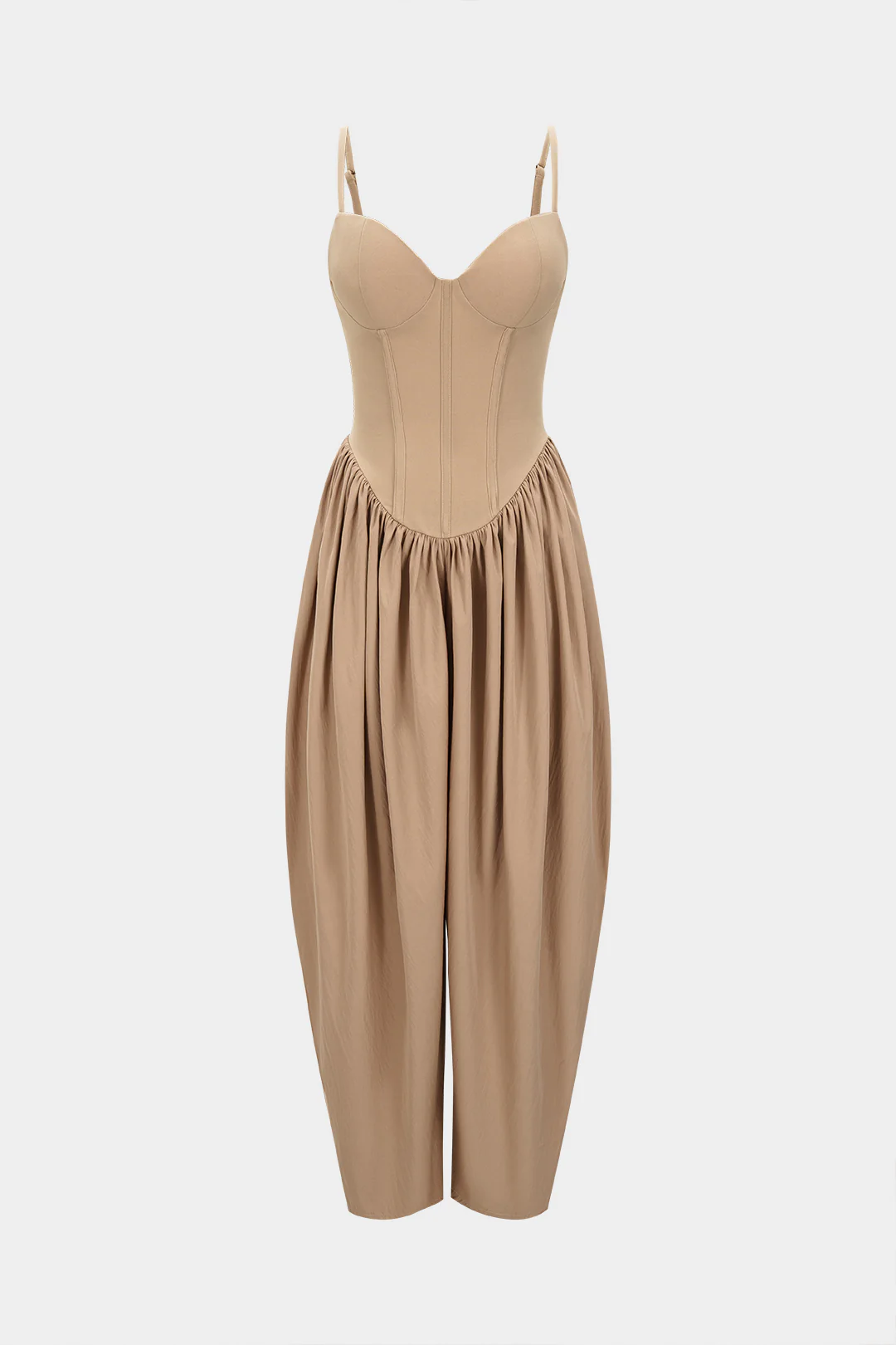 Solid Corset Ruched Slip Sleeveless Jumpsuit - Flockneti