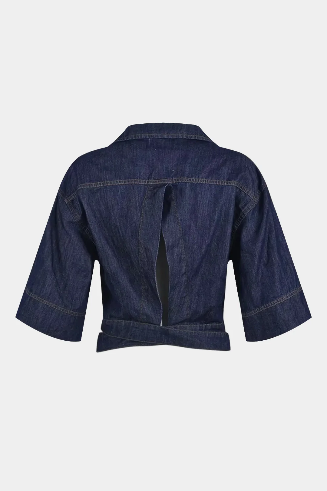 Denim Cut Out Belted Outerwear - Flockneti