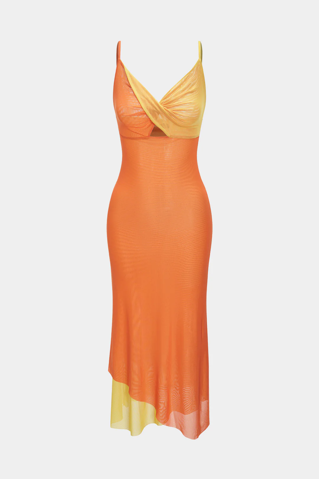 Mesh Patchwork Slip Sleeveless Twist Knot Maxi Dress - Flockneti