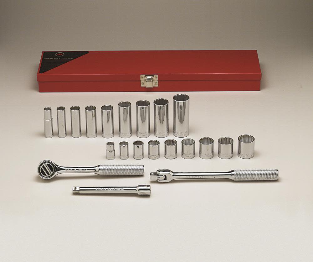 Wright Tool 3/8 In. Drive 21 pc. 12 Pt Std and Deep Socket Set - Flockneti