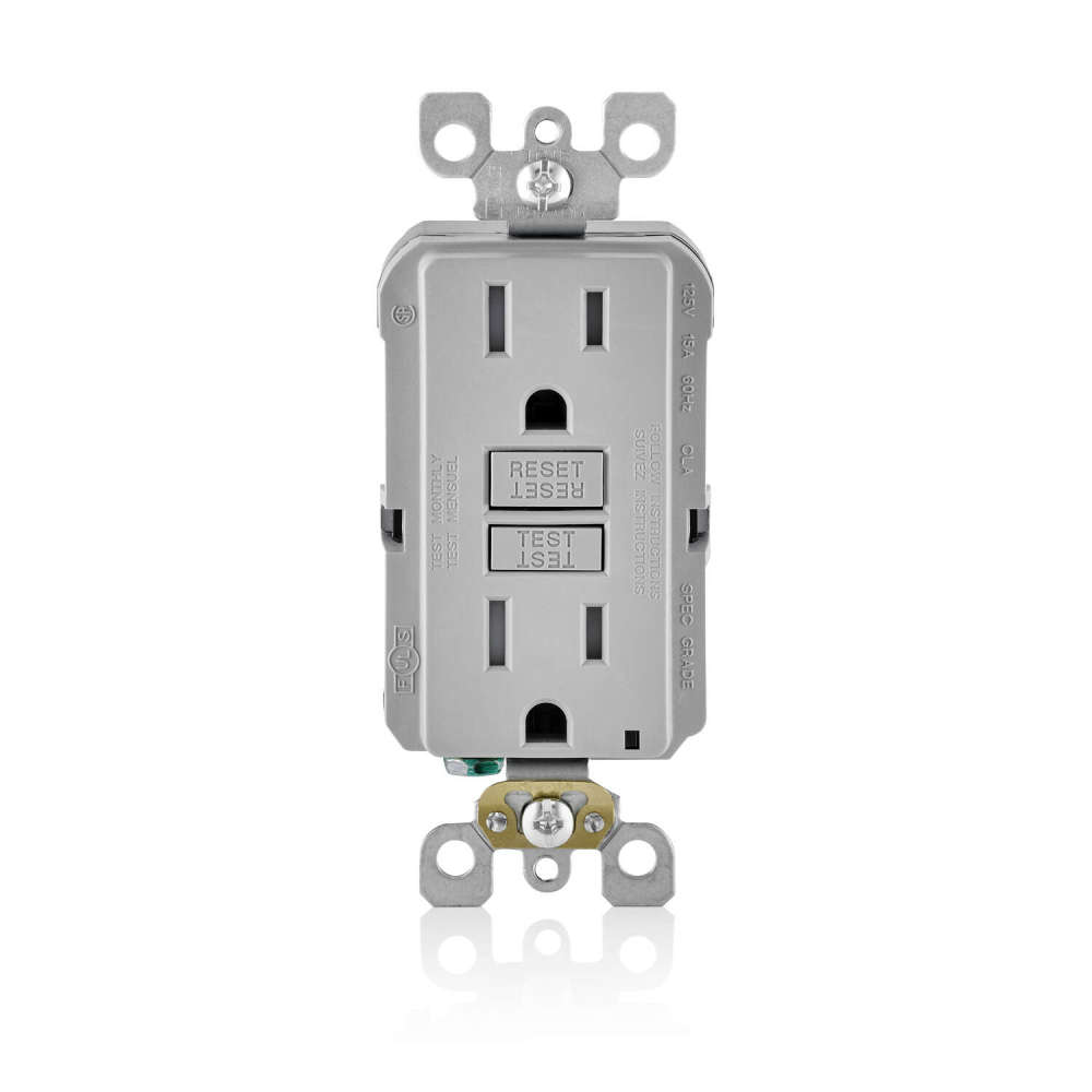 Leviton GFCI Outlet 15A 125V Polycarbonate Nema 5-15R Duplex Gray - Flockneti